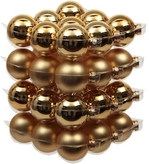 Christbaumkugeln aus Glas, Gold glänzend, 36 Kugeln, Durchmesser 6 cm (Gold matt/glänzend Kombi)