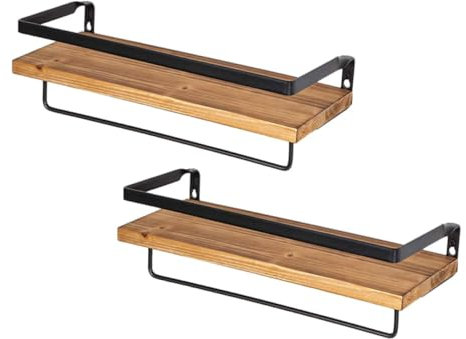 MOLUCKFU Wandmontierte Holzregale Mit Handtuchhalter Und Haken Praktische Ablage Für Badezimmer Küche Und Wohnzimmer Ideal Für Handtücher Und Accessoires Stilvolles Design Eiche