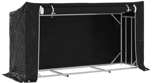 vidaXL Leñero cubierta lluvia 200,5x60,5x110,5 cm acero galvanizado