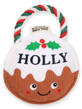 History & Heraldry Personalised Christmas Pudding Dog Toy (Holly)