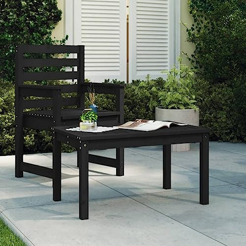 Rlxzsn Balkontisch Kaffeetisch Gartentisch Holztisch Esstisch Teetisch Gartenmöbel für Mahlzeiten Unter Freiem Himmel Stilvolle und Moderne Design Witterungsbeständig Schwarz 82,5x50,5x45 cm