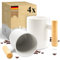 fiika Kaffeetassen Set weiß (4 x 350ml) einfarbig mit Holzgriff Eiche – moderne Kaffeebecher 2 Stück 0,35 Liter für Kaffee Tee Kakao und andere Getränke – große Tassen aus Keramik 4er Set matte Optik