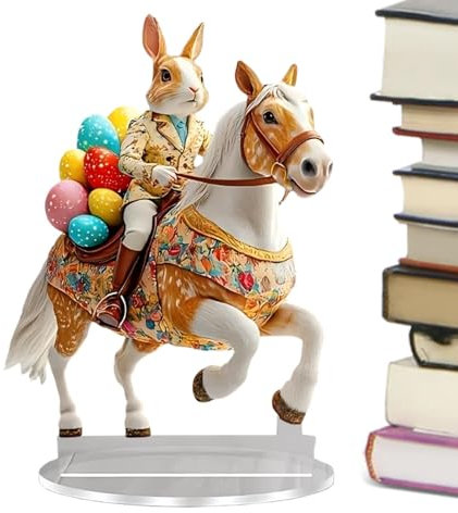 Tischdeko - Acryldeko Osterhase mit abgestuftem Tablett mit Osterhase | rustikales rustikales Osterornament für die Einrichtung