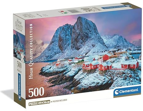 Clementoni Puzzle Collection - Hamnoy Village 500 Stücke, Compact Box - Puzzle für Erwachsene 14-99 Jahre, Geschenk für Mann und Frau, Made in Italy, 35587