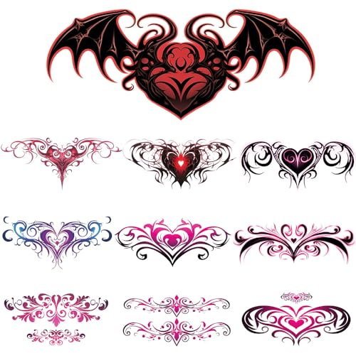 Sweieoni Tatouages Temporaires Imperméable 10 Pièces Belly Tatouages Temporaires Amusant Faux Tatouage Autocollants de Tatouage de Ventre de Femmes Ephémère Autocollant Ventre pour Nombril Dos Bras