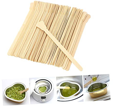 Ipetboom 100pcs Wooden Wax Mixing Sticks Hard Wax Bead Hair Removal Waxing Spatulas for Professional Home Use