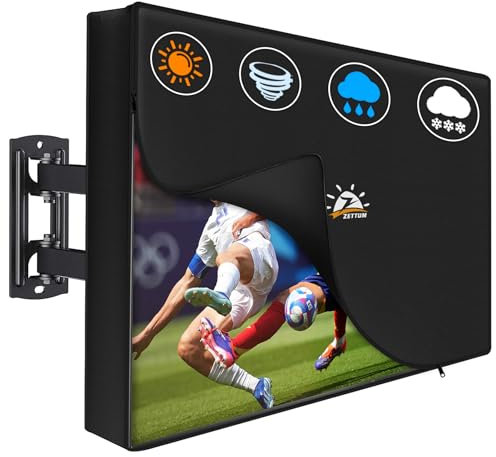 Zettum Funda de TV Plegable para televisores de 52 a 55 Pulgadas – Impermeable y Resistente, Funda Protectora para Pantalla Fabricada en Tela Oxford 600D PU con Cremallera y función abatible