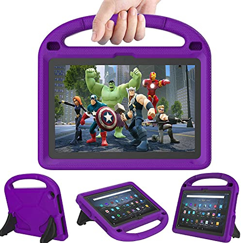 Kids Tablet Case for 10in Tablet(13th/11th Generation,2023/2021 Release) Not Fit for 10.1 inch Samsung iPad Tablets - Kricsertg Light Weight Shock Proof Convertible Handle Stand Kids Case- purple