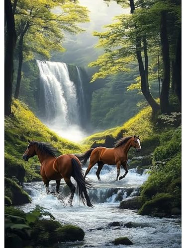 TOSTOG Diamond Painting für Erwachsene,5D Zwei Pferde Diamant Painting Kits Full Drill Bilder 5D DIY Diamant Malerei Set 30x40cm für Wanddekor