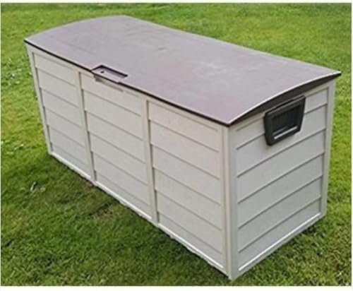 Grey 2-Wheel Garden Storage Box – 290L Waterproof Outdoor Storage with Hinged Lid & Wheels – Easy Assembly, No Tools Required