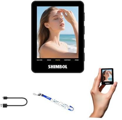 Shimbol CP5 mini 2 - Compact Phone Monitor: One-Click Synchronization, 30m Wireless Shutter, 4h Battery, Magnetic Accessories - Ideal for Rear Camera Selfies and Vlogging (Black)