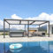 Pergola Bioclimatic 6,35 x 3,5 m, in alluminio grigio, con tetto a feritoie regolabile, gazebo moderno da esterno con pali bianchi per giardino, patio e terrazza.