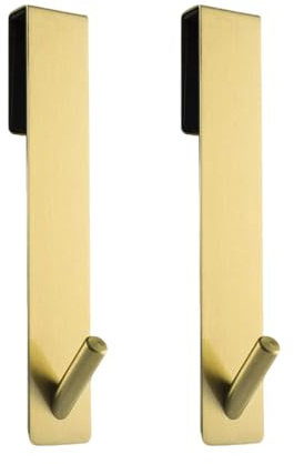 KMDZDZGS Glass Shower Towel Hook, Stainless Steel Overdoor Shower Hooks Hanger, No-Drilling Towel Rail Hook, Frameless Glass Shower Door Hooks for Hanging Bath Towels Bathrobes Coat (Gold / 2PCS)