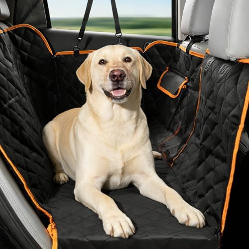 Hundedecke Auto Rückbank, Wasserdicht Kratzfeste Seitenschutz, Hund Auto Rückbank, Autoschondecke Hund Rücksitz, Autoschondecke Hund, Hundematte Autositzbezug Universal für PKWs, LKWs und SUVs