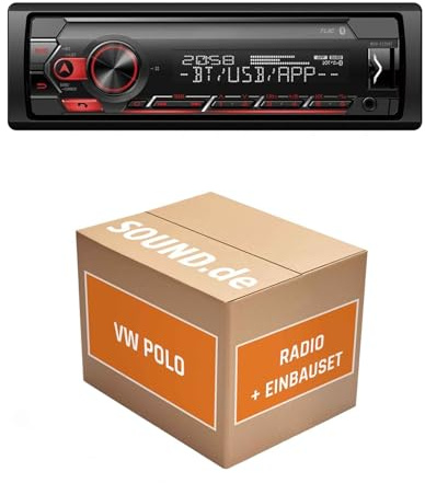 Autoradio Einbaupaket für Pioneer MVH-S320BT kompatibel mit VW Polo 6R Schwarz | Bluetooth USB