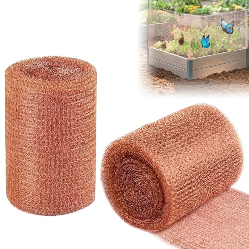NICEWAT 2 Rolle Kupferband Gegen Schnecken, 12.7cm x 6m Kupfernetz Schneckenzaun, Doppelschicht Schneckenabwehr Kupfer, Kupferdraht Schneidbares Kupfergewebe für Schneckenschutz Hochbeet Mäuse Abwehr