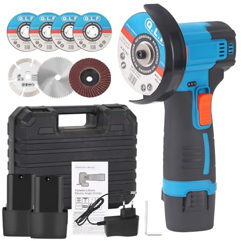 Mini Winkelschleifer Akku, Professional Winkelschleifer mit 2 x Batterien 4500mAh, 19500 rpm, Mini Akku Flex mit 7 Trennscheiben 75MM zum Schneiden, Polieren, Schärfen