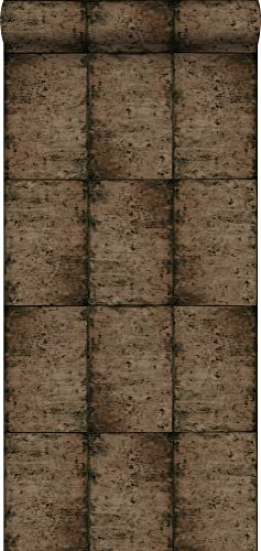 ESTAhome Tapete Zinkplatten Graubraun - 138881-53 cm x 10,05 m