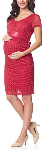 Be Mammy Robe Soirée en Dentelle Grossesse Maternité BE20-162 (Rose Profond, XL)