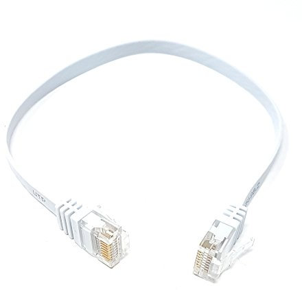 Maincore 30cm short Flat White CAT6 / RJ45 Ethernet Gigabit Lan Network Cable lead cord