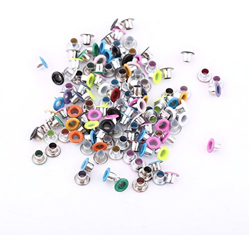 GLOGLOW 500 Stücke Mischfarben 3mm Runde Form Ösen, Scrapbooking Karte, Leder Handwerk Schuhe Kleidung DIY Metall Ösen