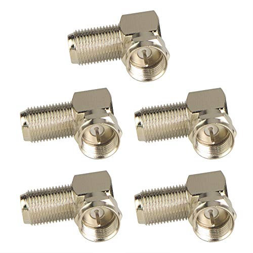 VCE Adaptateur F coudé 90° F vers F femelle - Lot de 5 - Compatible antenne, satellite, coaxial - Garantie 18 mois