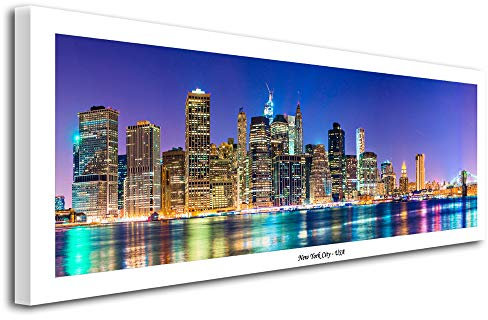 Delcina Panorama-Bild New York – Kunstdruck Stadt auf Leinwand, Wanddekoration – Dekoration für Haus, Küche, Wohnzimmer, Schlafzimmer Erwachsene – 80 x 30 cm