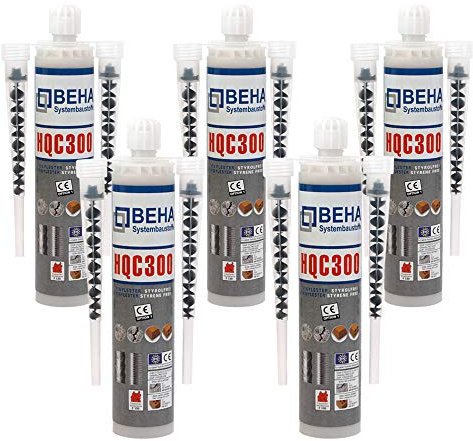 Premium Verbundmörtel 5 x 300ml, Injektionsmörtel inkl. 10 Statikmischer, Ankerkleber, Klebemörtel mit Zulassungen