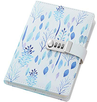 Yakri Notizbuch mit Spiralbindung, A5, PU-Leder, mit Schloss, Tagebuch, Reisetagebuch, Tagesplaner, Agenda, Notizblock, TPN112 (Gras und Bäume)