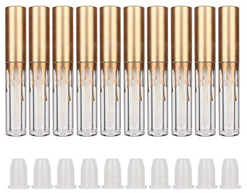 10pcs 2.5ML Top Grade Matte Gold Empty Lip Gloss Tube, Lip Gloss Refillable Bottles,Plastic Liquid Lipstick Container