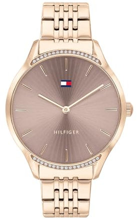 Tommy Hilfiger Montre Analogique à Quartz pour Femme avec Bracelet en Acier Inoxydable Couleur Or Rose Clair - 1782212