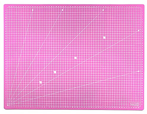 MAXKO Schneidematte A1 (90 x 60 cm), rosa, Bastelunterlage schnittfest, selbstheilend, beidseitig bedruckt, metrische Einteilung - Schneideunterlage, Cutting Mat, Schreibtischunterlage