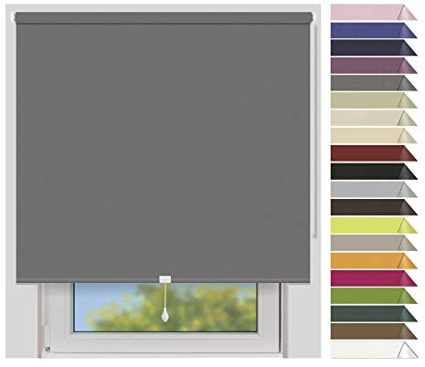 EFIXS Verdunklungsrollo Mittelzug Medium - Rollos nach Maß - 25 mm - Stoffbreite bis 180 cm, Höhe bis 240 cm - Hier: bis 80 cm x 190 cm (BxH) - stahlgrau (7903) - Blickdicht, Springrollo
