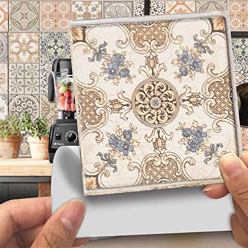 HORIWE 4x4 Inches Tile Stickers 20pc Backsplash PVC Waterproof Oil Proof Self Adhesive DIY Kitchen Bathroom New Wall Stickers Home Decor 10x10