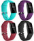 Dirrelo Compatible avec Fitbit Charge 3/Fitbit Charge 4 Bracelet pour Femmes Hommes, 4 Pack Étanche Remplacement de Silicone Réglable Sport Bracelets pour Charge 3/4/SE, Rouge+Teal+Noir+Prune S