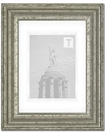 Barock-Bilderrahmen Heloise Silber 50 x 60 cm Echtglas Antireflex 2mm Antik gescheckt Vintage