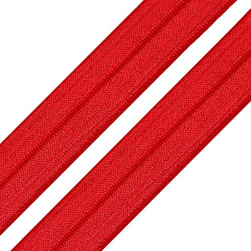 1m Einfassband 20mm hochelastisch 44% Elastan gefalzt Meterware Faltgummi Schrägband Farbwahl, Größe:20mm, Farbe:rot