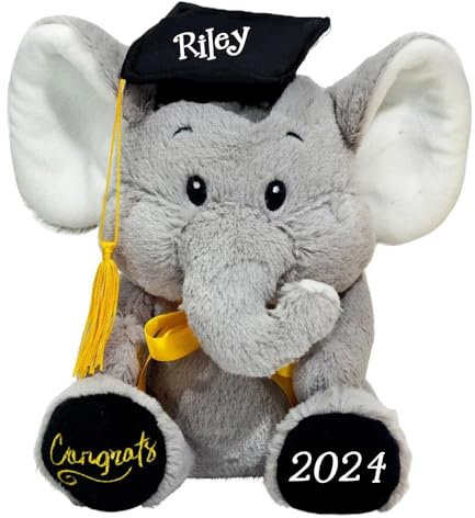 Personalisierter Elefant für Abschluss, Abschluss, Geschenk für Abitur oder Universität, Plüschtiere, Andenken – 22,9 cm