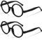 Fiada 2 Stücke Magier Runde Brille Linsenlos, Halloween Runde Schwarze Gläser Kunststoff Rahmen Brillen Kostüm Verkleidung Party Zubehör Schule Kostüm Cosplay Party für Junge Mädchen, Große Größe