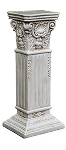 Garden Plant Stand, Column Pedestal Decor, Decorative Greek Column Pedestal, 15Lx 12Wx 35H, for Outdoor Indoor Home Decoration