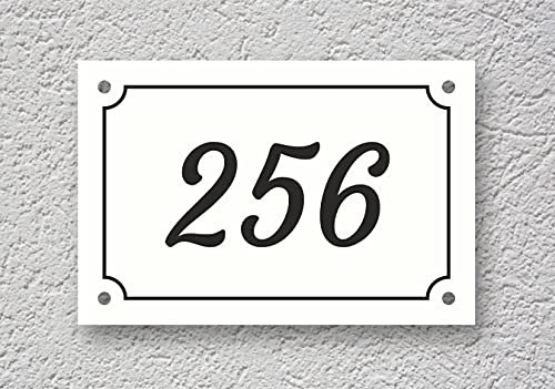 GFD - Targa per esterno con numero civico personalizzato - Laminato in plastico - Disponibile su varie misure - Spessore di 3.2 mm - Incisione Nera su Sfondo Bianco - Made in Italy