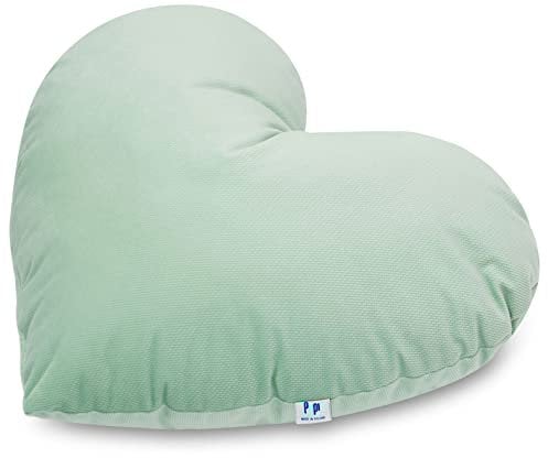 Pepi - Kuschelkissen Kinder - Herzkissen - Handgenäht Kissen Kinderzimmer - Kinderkissen Deko - Herz Kissen Baby Light Green
