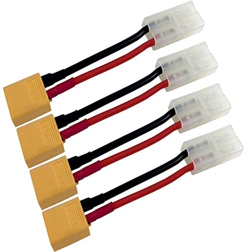 LINSYRC 4-Pack XT60 Männlich Stecker auf BigTamiya Buchse Stecker Adapter mit 10CM 14AWG Silikonkabel