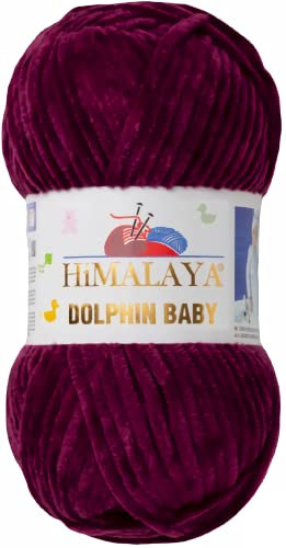 Strickfein Himalaya Dolphin Baby Wolle Garn Baumwolle Strickwolle zum Stricken häkeln (80339 Beere Dunkel)
