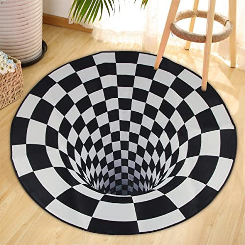 Hillylolly Vortex Teppich 3D, Visual Illusion Vortex Rutschfester Rund, Rug, Carpet (C)