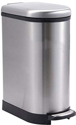 Pattumiera Silenziosa in Acciaio Inox Pattumiera a Forma di U Pattumiera Bagno Soggiorno Cucina Pattumiera con Coperchio Pattumiera a Pedale (10L)