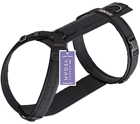 STUCH Hundegeschirr - verstellbares Nylon Geschirr - gepolstert - Für kleine, mittlere und große Hunde, Farbe:Schwarz, Größe:XS