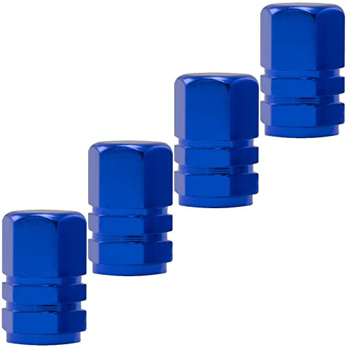 AERZETIX - C64523 - Satz von 4 Ventilkappen/-stopfen für autoreifen - sechseckige Form - Farbe Blau - aus Aluminium - Rad zubehör Tuning Auto-Moto Dekoration LKW camion Fahrzeug