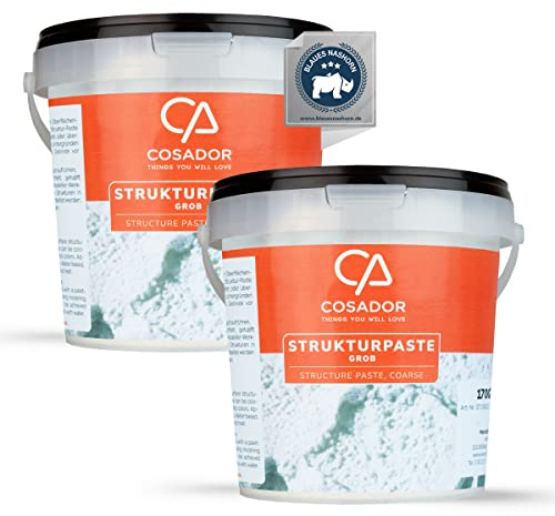 COSADOR THINGS YOU WILL LOVE - 2x1,7kg Strukturpaste Leinwand (grob) - hochwertige Strukturpaste für Acrylmalerei - einfärbbare Spachtelmasse Acrylmalerei - Made in Germany