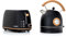 Pack Tostadora de Pan Caprizze Kaito con Doble Ranura Extra Ancha y Hervidora Nara Color Negro Mate con Diseño Retro Vintage